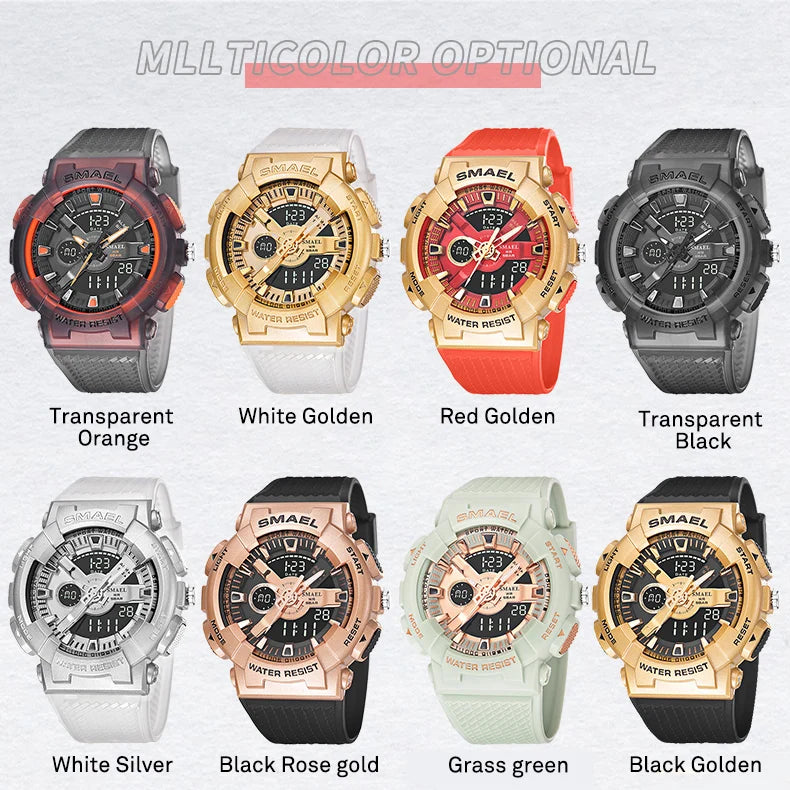 SMAEL Sport Digital Watch for Men Waterproof Sports Style Silicone Strap Stopwatch Shockproof Alarm Clock Male Quartz Wristwatch