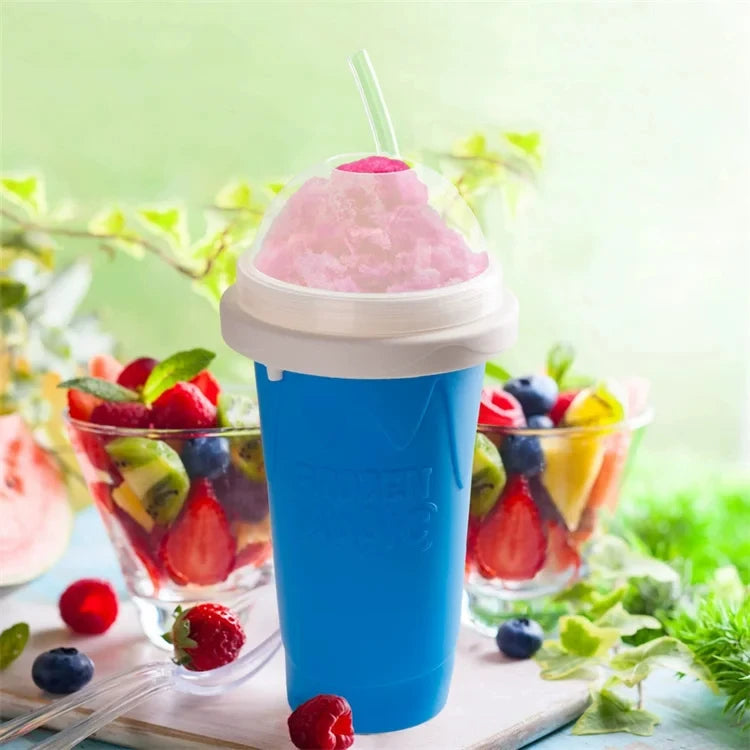 Quickly Make Smoothie Cups Large Capacity Homemade Smoothies Juice Ice Cream Milkshake Squeeze Bottle Cooling Cup with Spoon