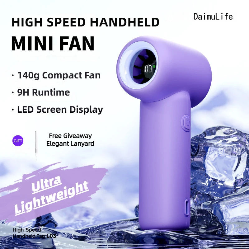 Portable Handheld  Turbo Fan 5 Gear Wind Battery Operated Up to 10 Working Hours Cooling Fan for Outdoor Activities Travel Beach