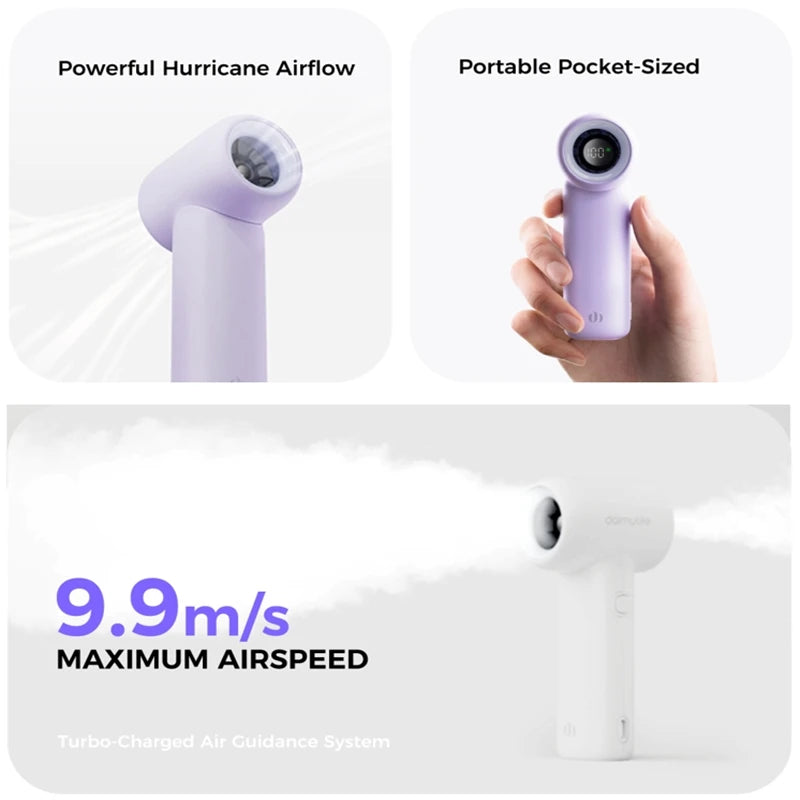 Portable Handheld  Turbo Fan 5 Gear Wind Battery Operated Up to 10 Working Hours Cooling Fan for Outdoor Activities Travel Beach