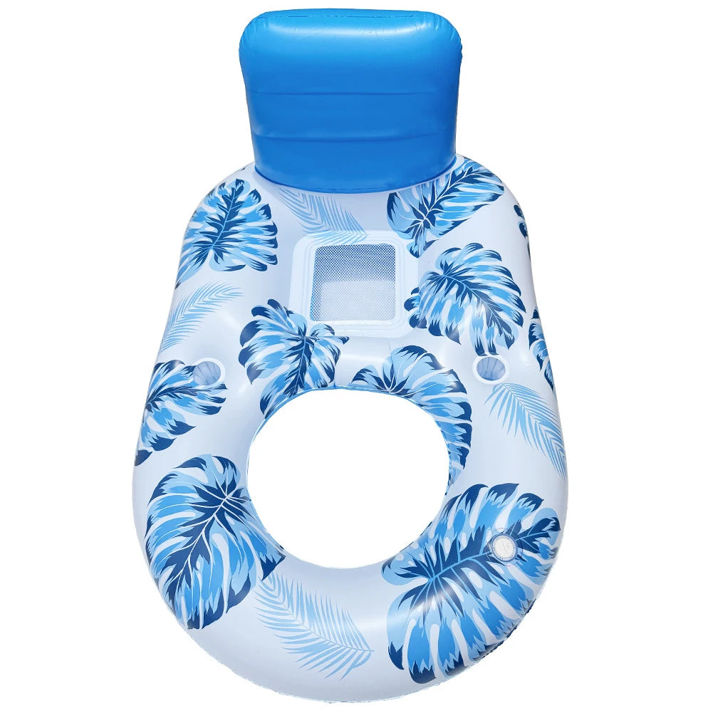 Pool Lounge Float Inflatable Pool Floats Comfortable Pool Float Lounger with Cup Holder Water Floating Recliner for Pool Beach