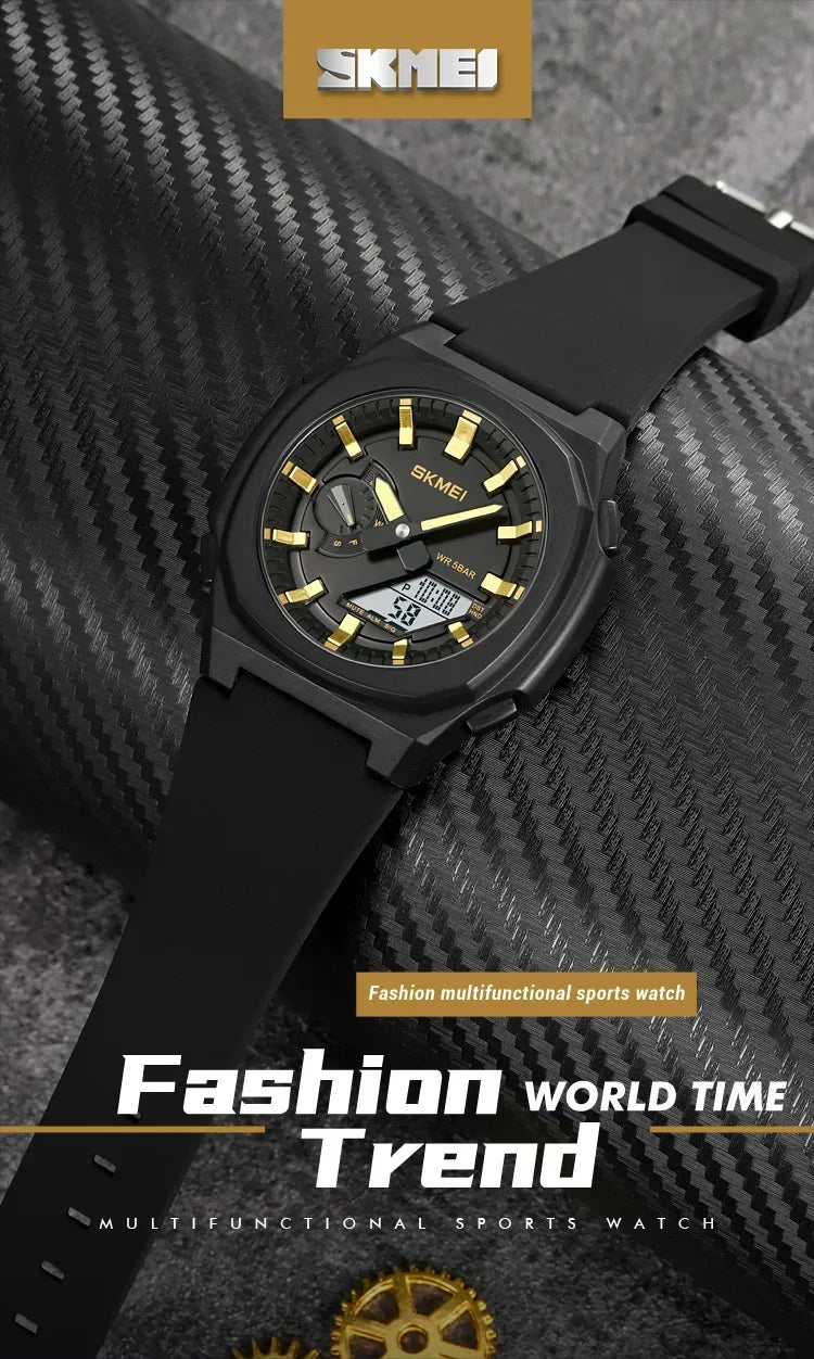 SKMEI 2091 5 Alarms Date Clock reloj hombre with Japan Digital Movement Sport Watches Waterproof Men Countdown Chrono Wriswatch