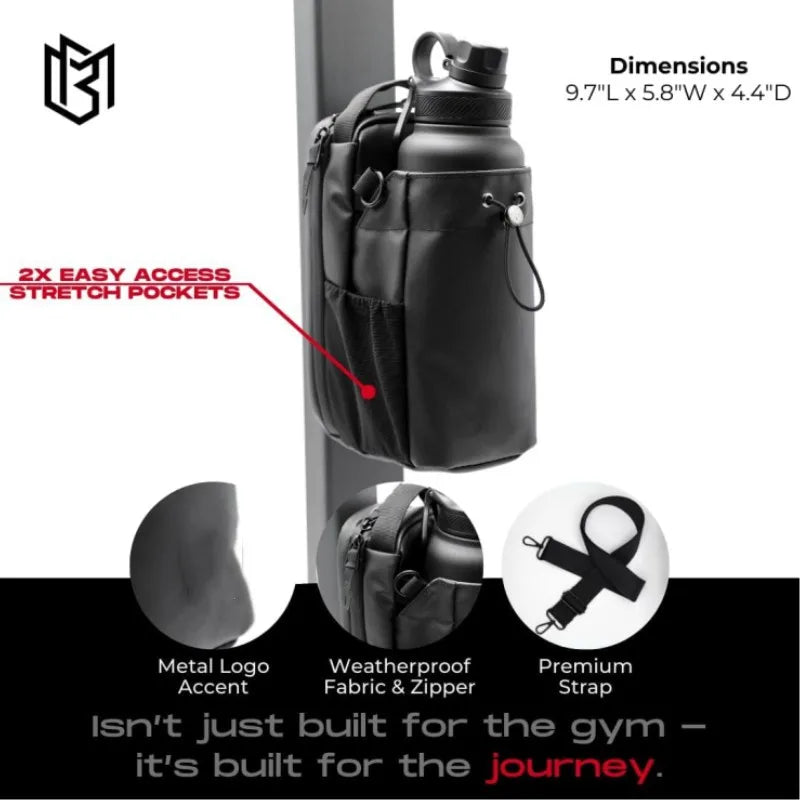 Magnetic Water Bottle Bag Large Capacity Specific Water Cup Holder with Strong Magnet Portable Bag for Outdoor Sports Gym Camp