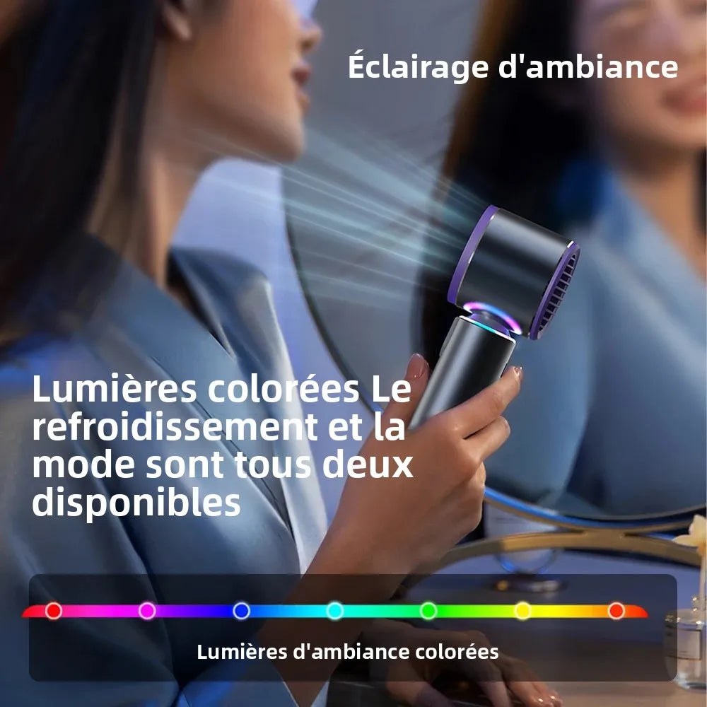 Portable Handheld Turbo Fan with LED Screen 5 Adjustable Speed Levels High Wind Cooling USB Rechargeable Summer Outdoor 4000mAh