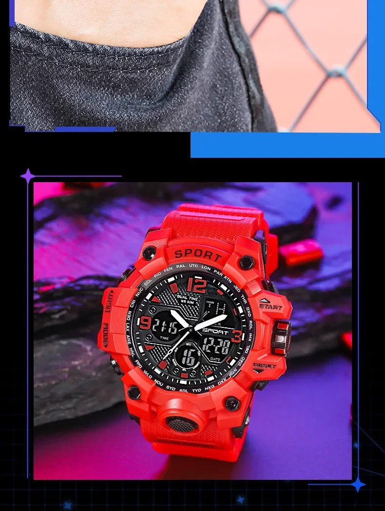 Teenage Men's Junior High School Student Fashion Trend Black Technology Sports Glow Men's Electronic Watch