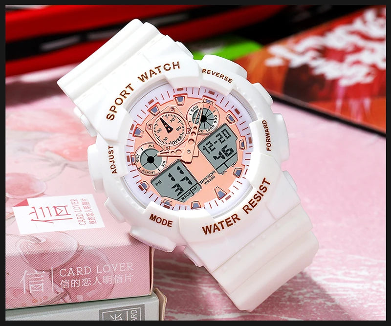 SANDA Multifunctional Sports Watch Waterproof Luminous Dual Movement Quartz Electronic Watch Fashion Couple Watch for Men Women