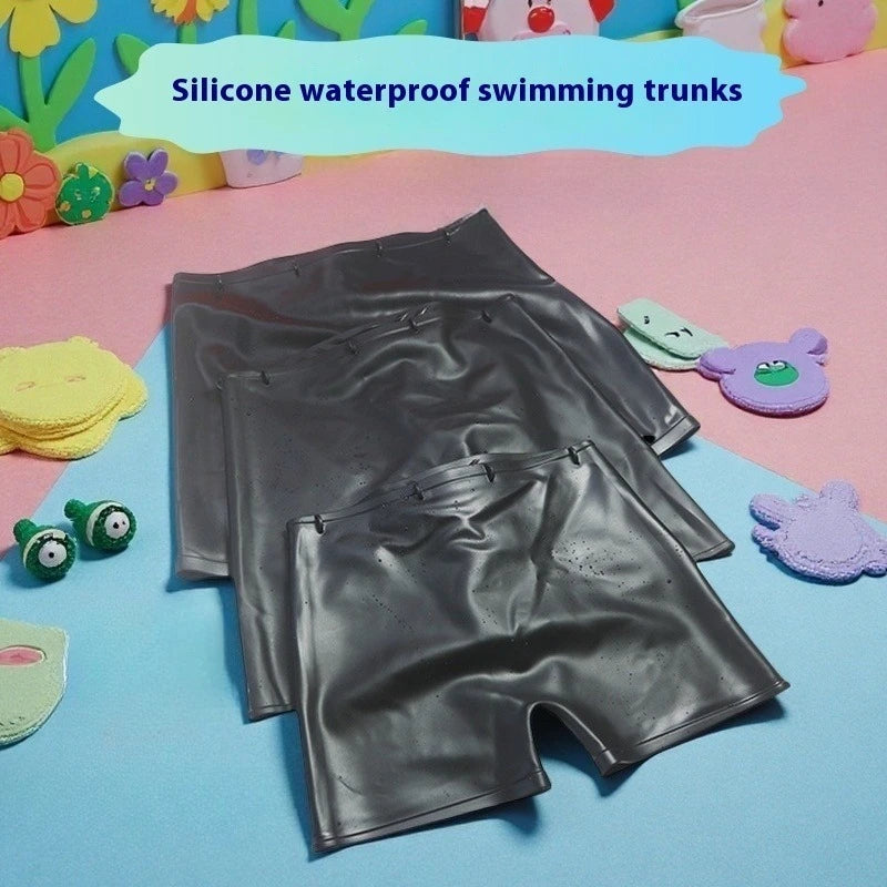 Waterproof Silicone Swim Trunks Quick-Dry Anti-Bacterial Beach Swimming Shorts Men Women High-Waisted Pool Water Park Rafting