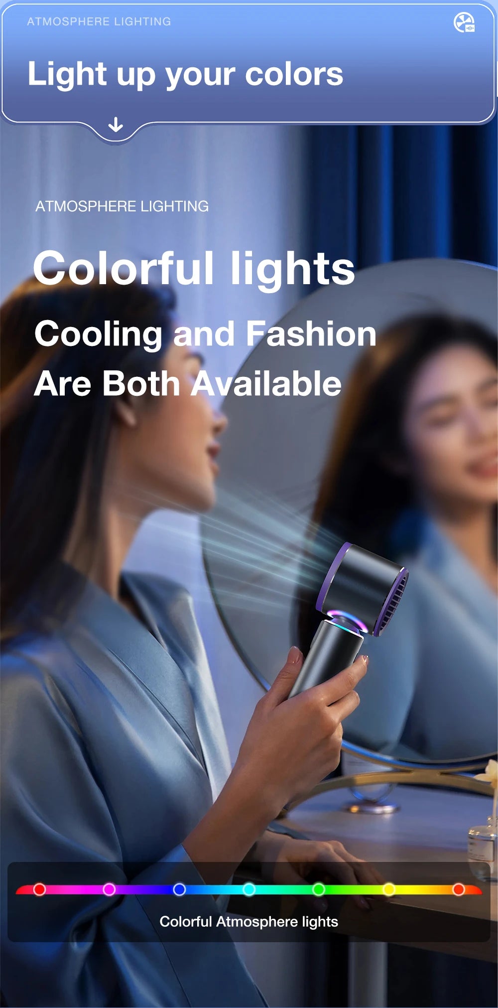 Portable Handheld Turbo Fan with LED Screen 5 Adjustable Speed Levels High Wind Cooling USB Rechargeable Summer Outdoor 4000mAh