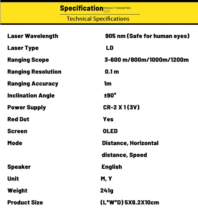 Tactical Hunting Sniper Laser Rangefinder Riflescope Long Range 1200M Real-time Rang Finder Distance Meter Angle Speed Telemeter