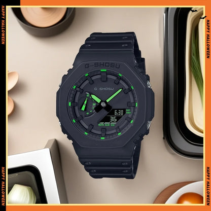 Oak Collection Full Function World Time Full Function LED Dual Display Unisex Digital Watch Waterproof Large Dial