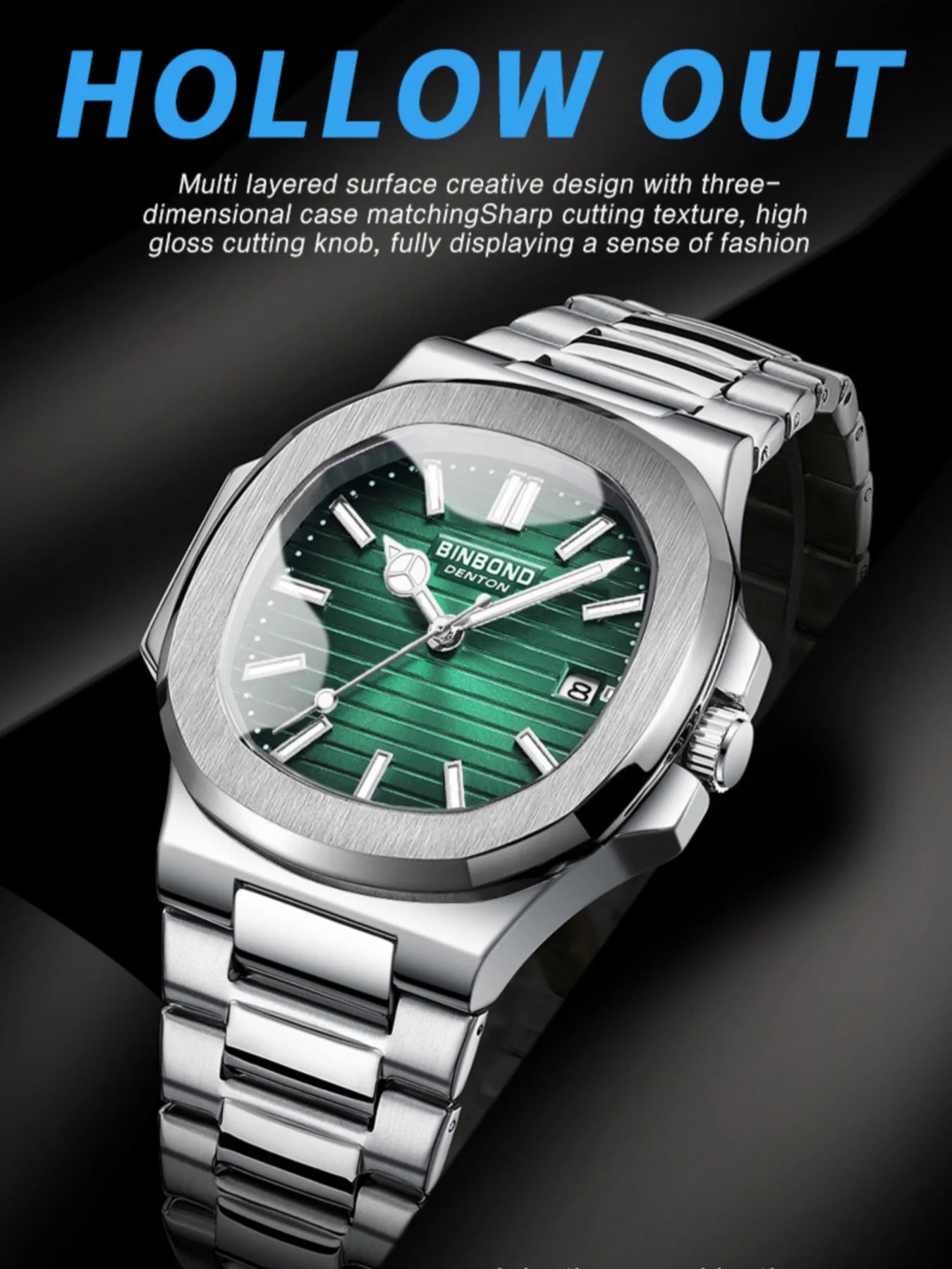 Deluxe Casual Men's Watch Waterproof Luminous Date Calendar Function Stainless Steel Quartz Men's Business Watch Fashion Gift