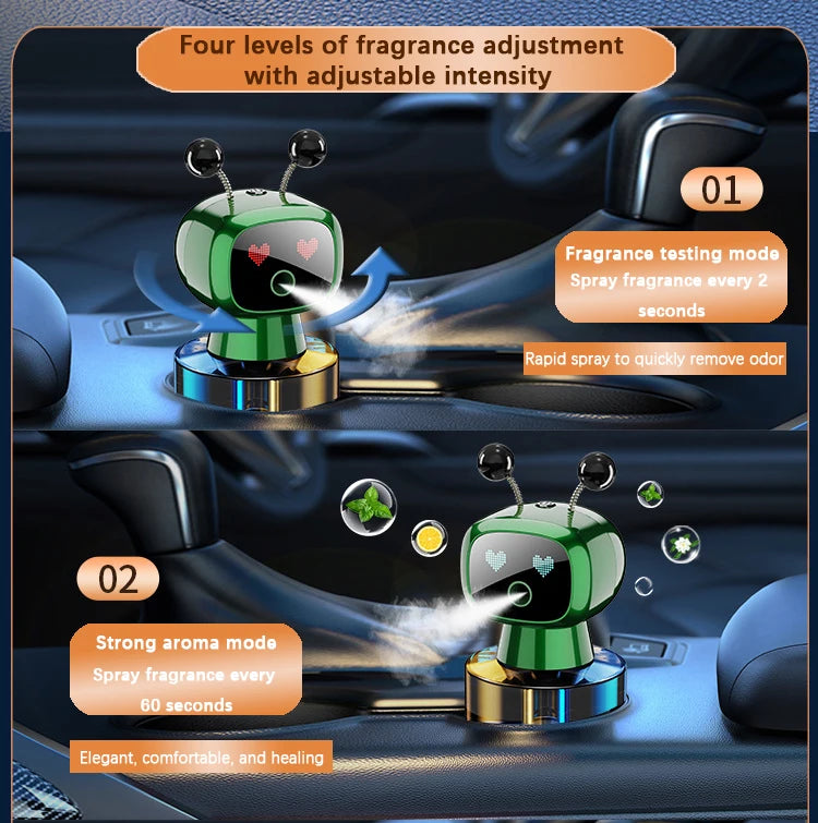 Smart Car Air Freshener AI Rechargeable Car Aroma Diffuser Smart eyes 4 Levels of Adjustable Intelligent Car Diffuser Gift