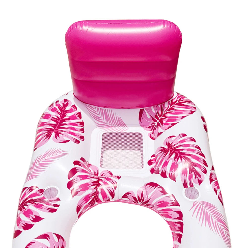 Pool Lounge Float Inflatable Pool Floats Comfortable Pool Float Lounger with Cup Holder Water Floating Recliner for Pool Beach