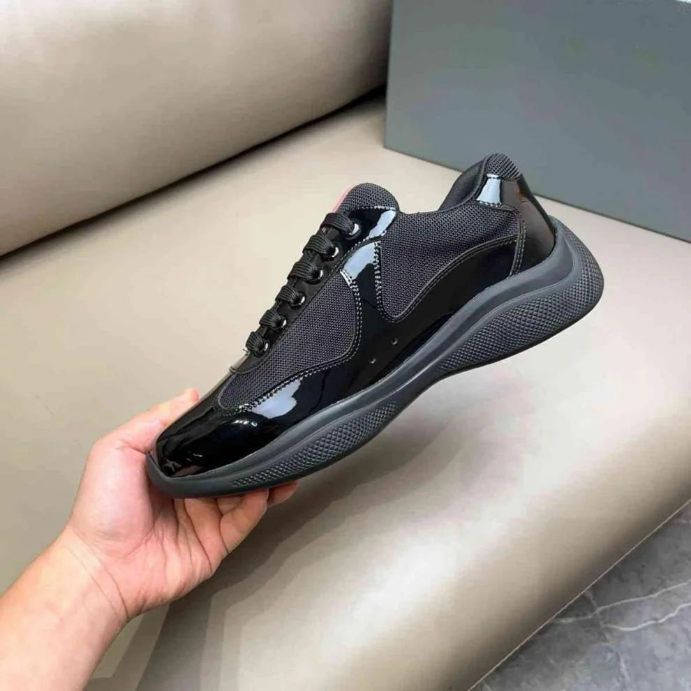 Fashionable and Comfortable Soft Sole New Casual Sneakers Leather Color-blocking Trendy Versatile Customized Men's Shoes 2025