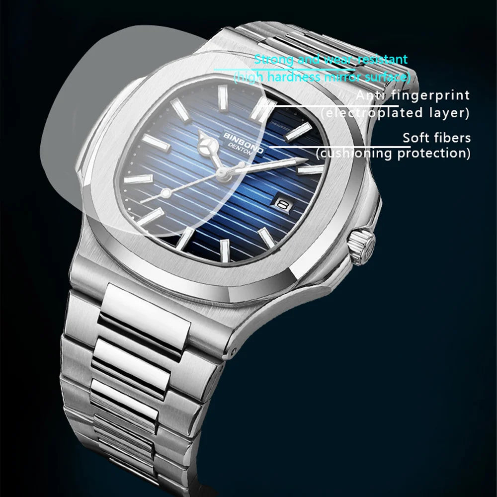 BINBOND New Luxury Men's Date Display Waterproof Stainless Steel Round Quartz Watch