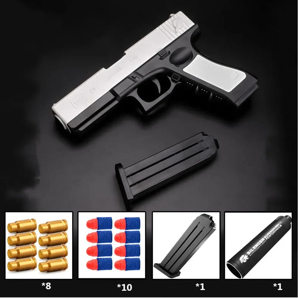 Mechanical Automatic Desert Eagle Toy Guns Shell Ejection Airsoft Pistol Continuous Firing Soft Bullet for Children Shooting