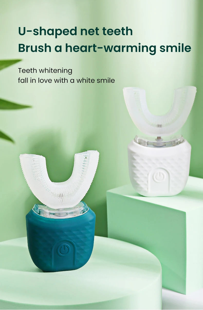 Ultrasonic Electric Toothbrush U-shaped Adult Automatic Toothbrush 360° Full Mouth Whitening Wireless Charging Waterproof Brush