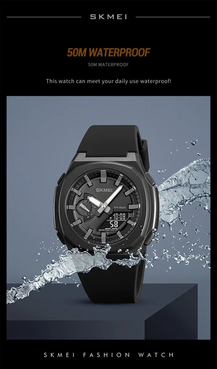 SKMEI 2091 5 Alarms Date Clock reloj hombre with Japan Digital Movement Sport Watches Waterproof Men Countdown Chrono Wriswatch