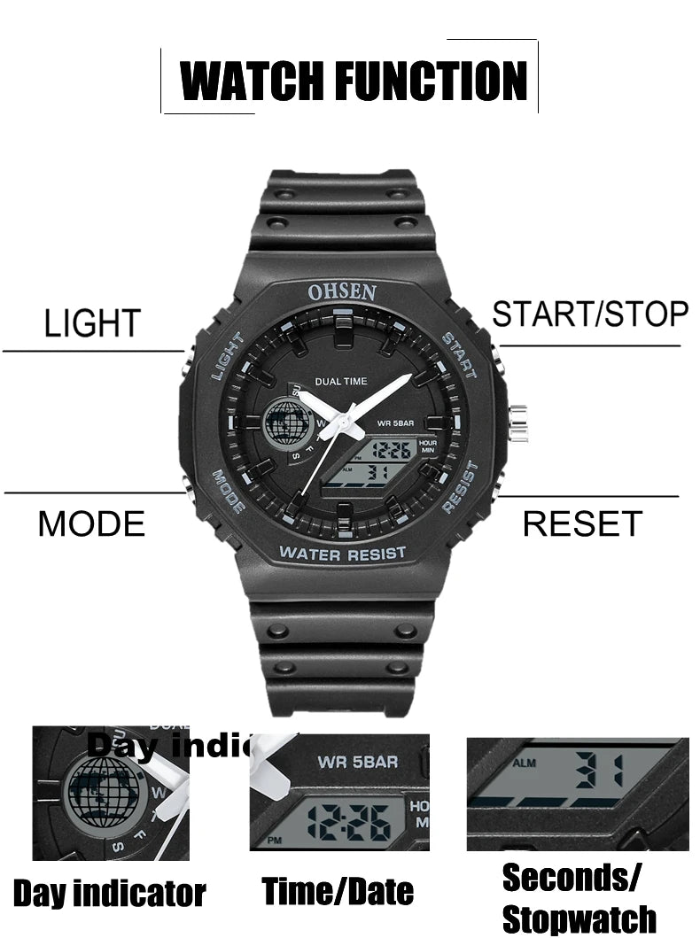 Digital Watch Military Waterproof Sport Quartz Men Watches Dual Time Black G style Fashion Tactical Electronic Wristwatch Clocks