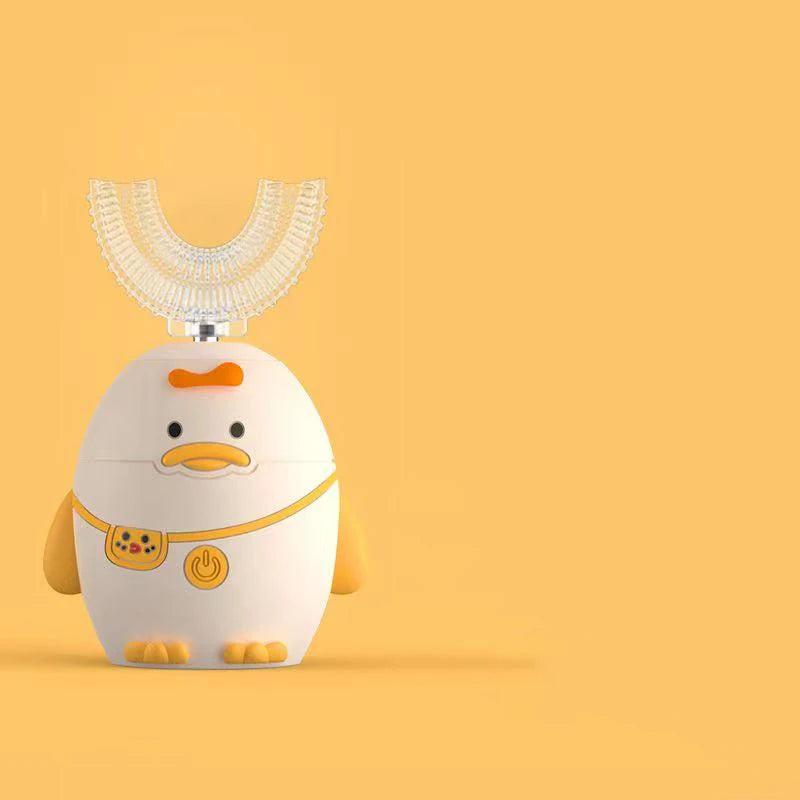 360° Sonic Electric Toothbrush for Kids Children U Shape Automatic Silicone Tooth Brush Smart Timer Rechargeable Blue Light IPX7