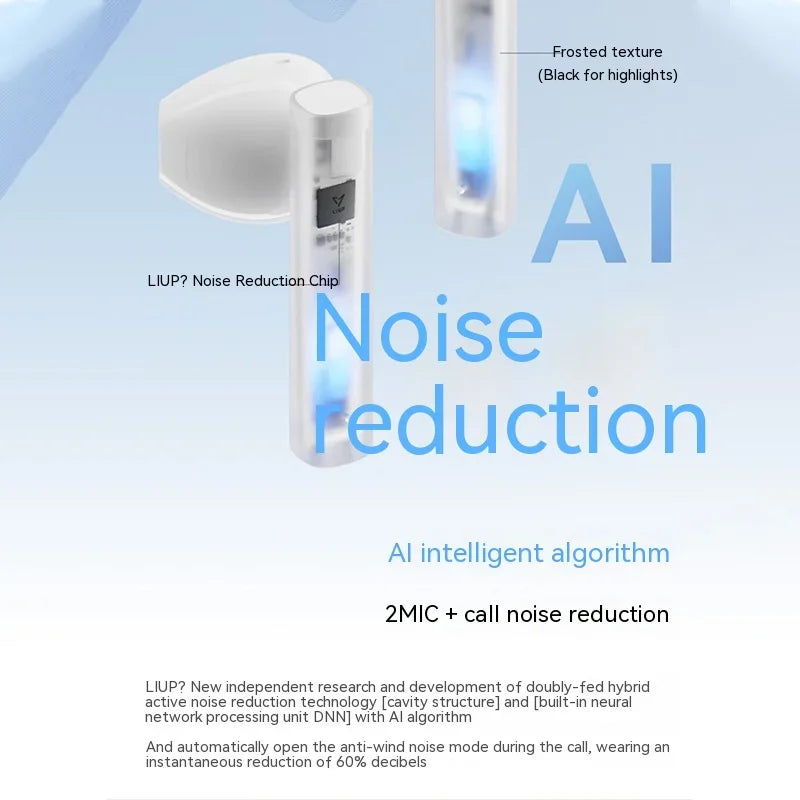 Liup Lp1 Bluetooth Wireless Earphone Luminous Quicksand Earbuds Custom Gaming Noise Reduction Headphones Low Latency Earphones