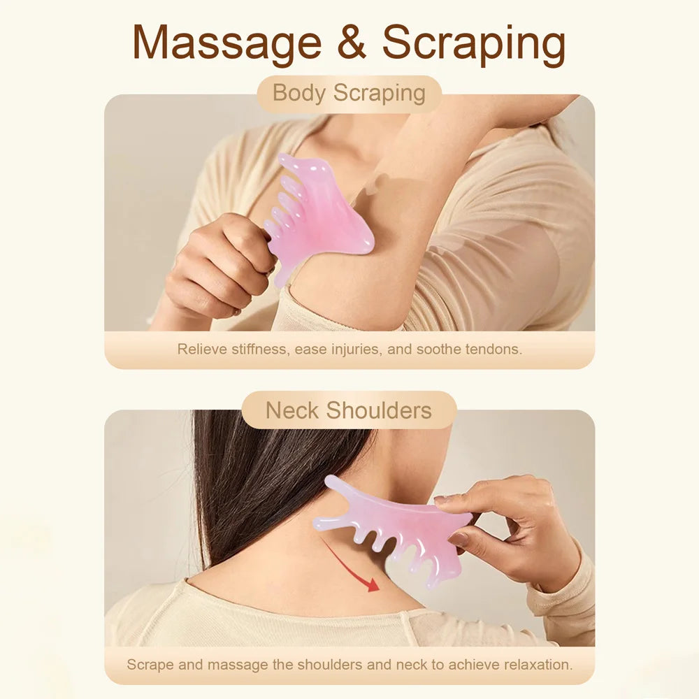 4-in-1 Gua Sha Massage Comb - Multifunctional Scalp & Face Scraper for Relaxation, Lymphatic Drainage & Hair Growth
