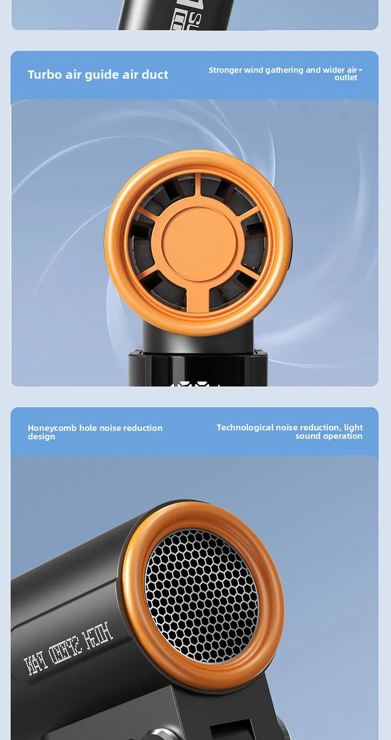 Handheld Fan, Turbo Power High Speed Air, USB Charging, Foldable Otdoor Portable Small Fan, LED Digital Display Turbo Fan