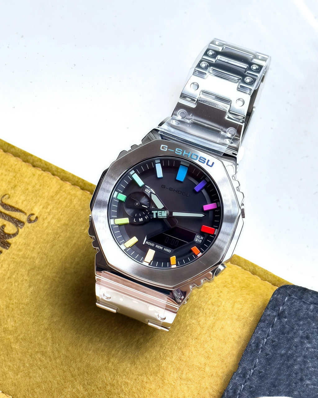 Electronic Unisex Watch Full Digital Sports Function LED Alloy Large Dial World Time Steel Strap GMB Oak Series