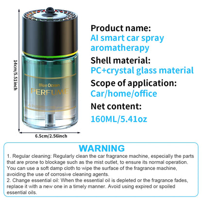 160ML Smart Car Air Freshener with LED Starry Ambient Light Rechargeable Car Aroma Diffuser 4 Levels Adjustable Nanometer Spray