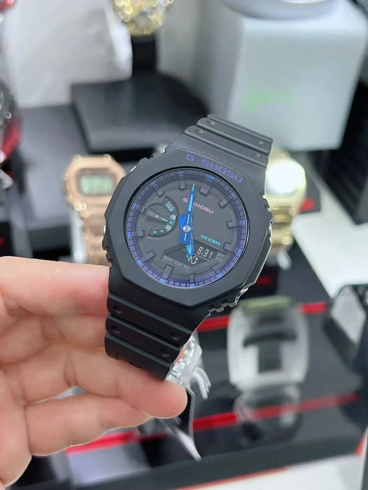Oak Collection Full Function World Time Full Function LED Dual Display Unisex Digital Watch Waterproof Large Dial