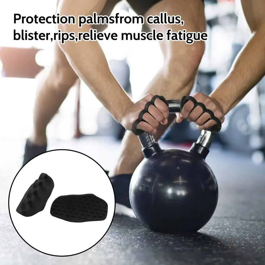 2 Pcs Fitness Gloves Grip Enhancer Silicone Four Hole Grip Cross Training Palm Handshake Manual Protection Gymnastics Exercise