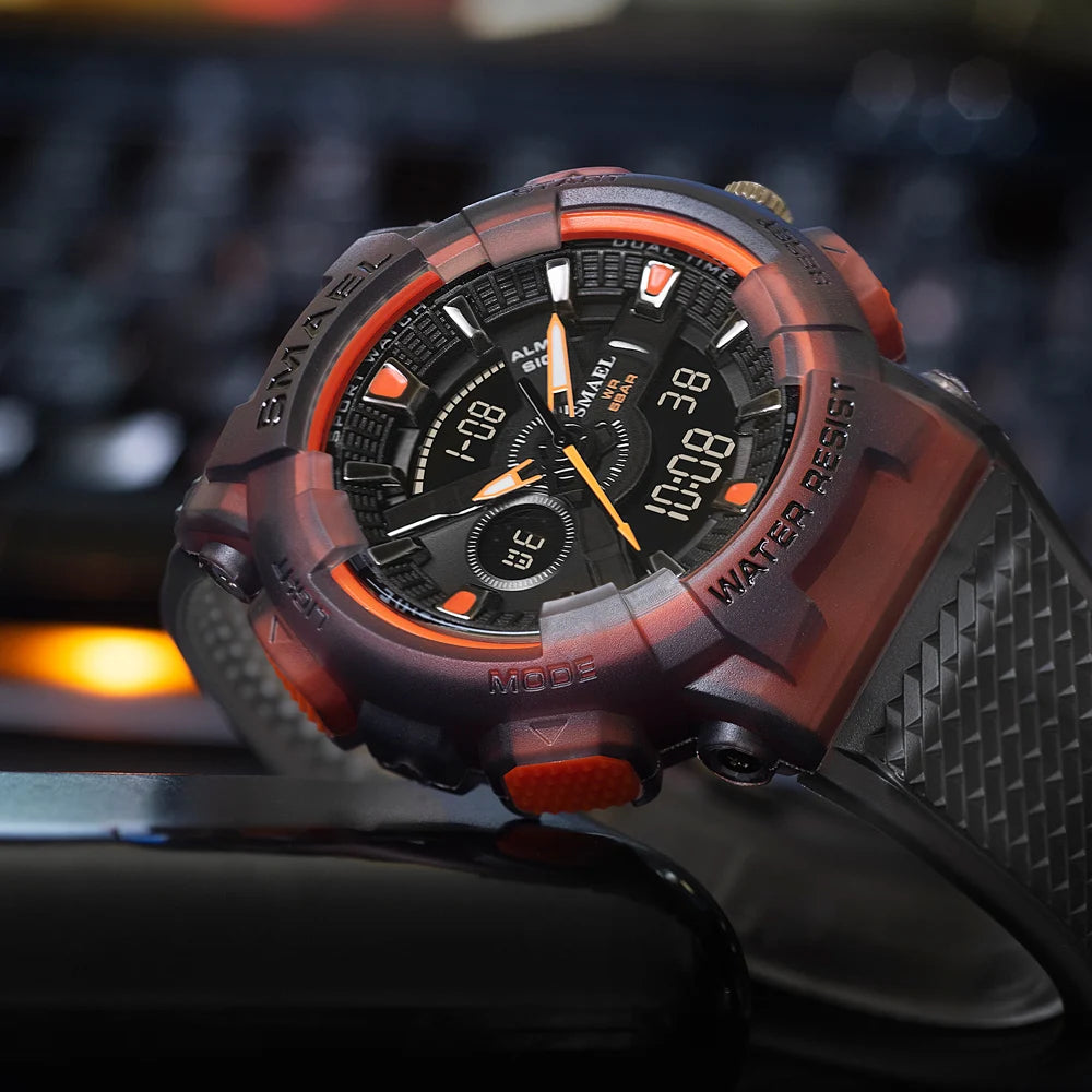 SMAEL Sport Digital Watch for Men Waterproof Sports Style Silicone Strap Stopwatch Shockproof Alarm Clock Male Quartz Wristwatch