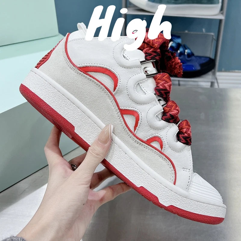 Men's Women's sports shoes Casual Shoes Colorful shoelace Matching Splicing color design Thick tongue Fashion Shoes Luxury