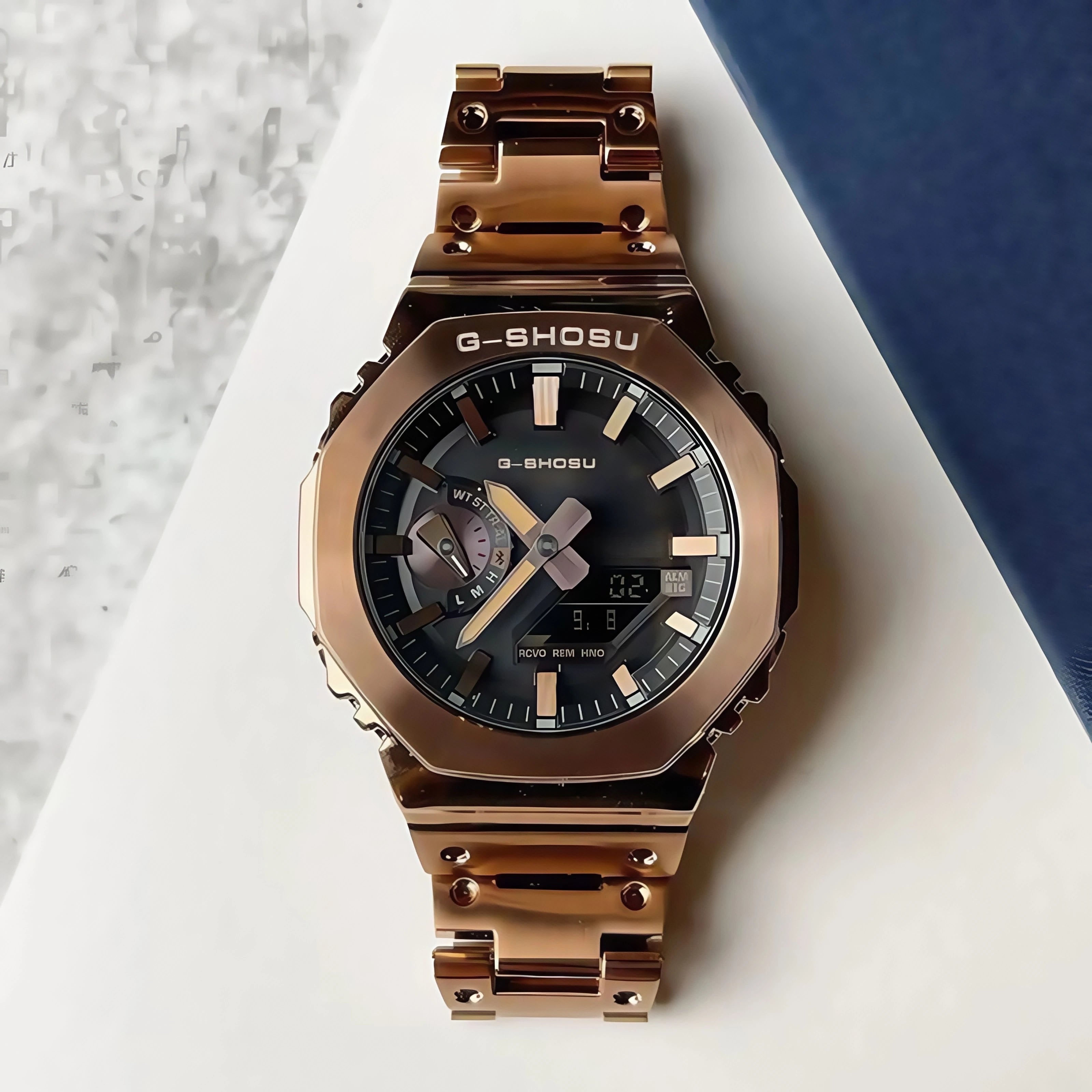 Electronic Unisex Watch Full Digital Sports Function LED Alloy Large Dial World Time Steel Strap GMB Oak Series