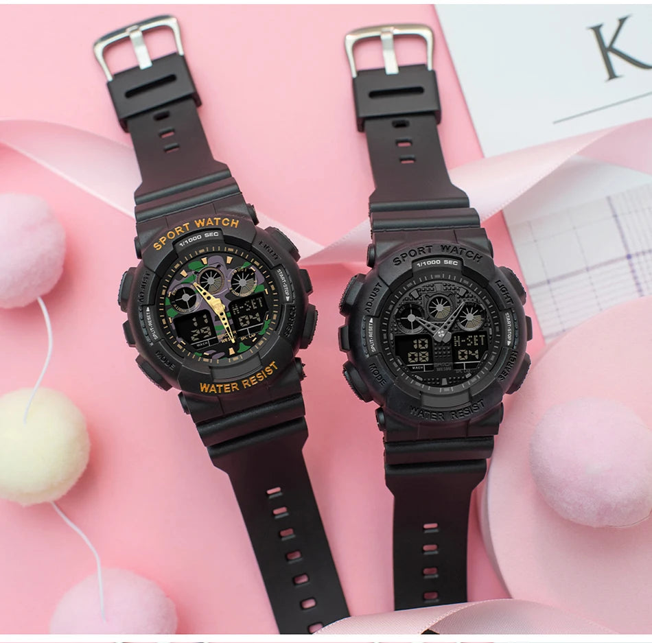 Sport Watch Men Luxury Double Time Electrconi Watches Women's Wristwatch Fashion Shockproof Stopwatch Military Sports Clock