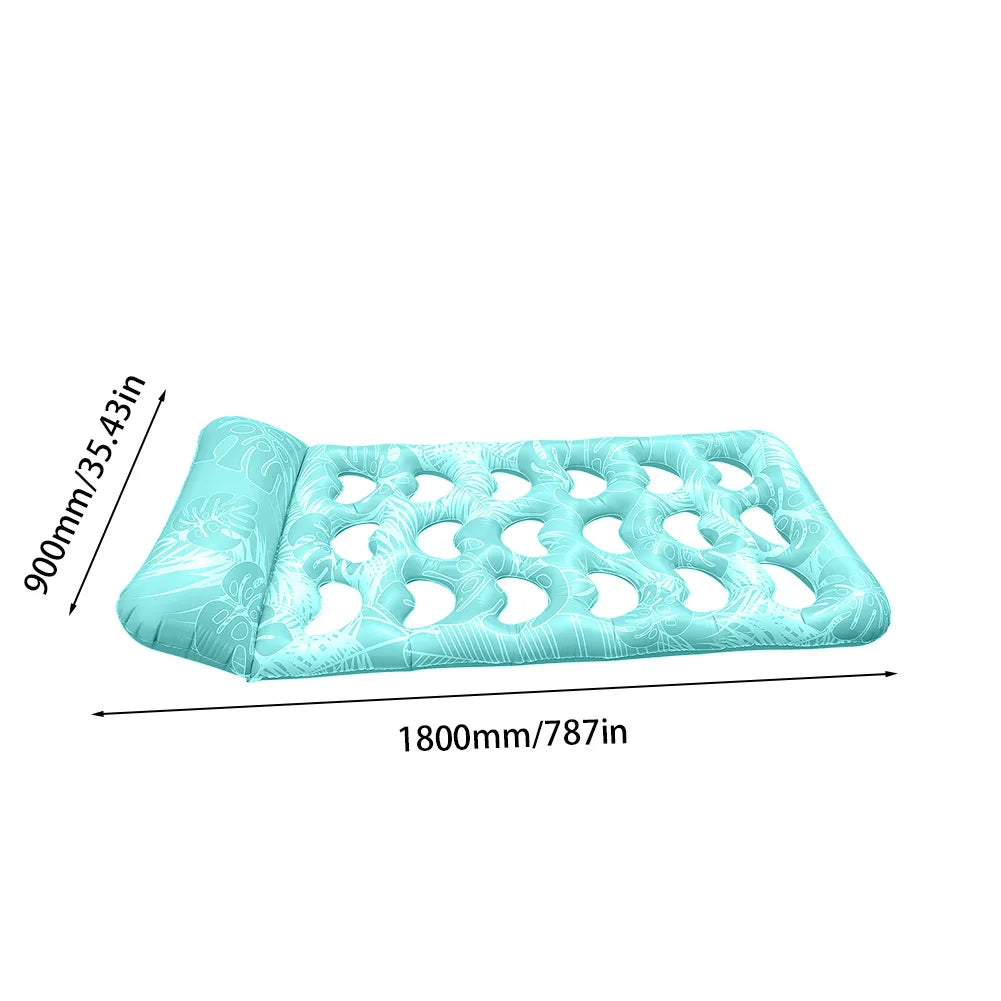 Inflatable Pool Float Lounger with Headrest Pool Floats Hammock Portable Floating Lounger Air Mattress for Swimming Pool Party