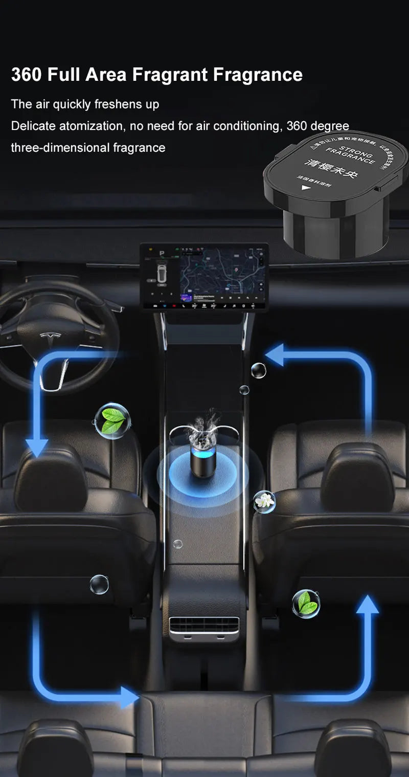 Smart Car Air Freshener Fragrance Mist Diffuser Ambient Light Interior Odor Remove 5 Scent Car Aromatherapy Refill Kit Good Smel