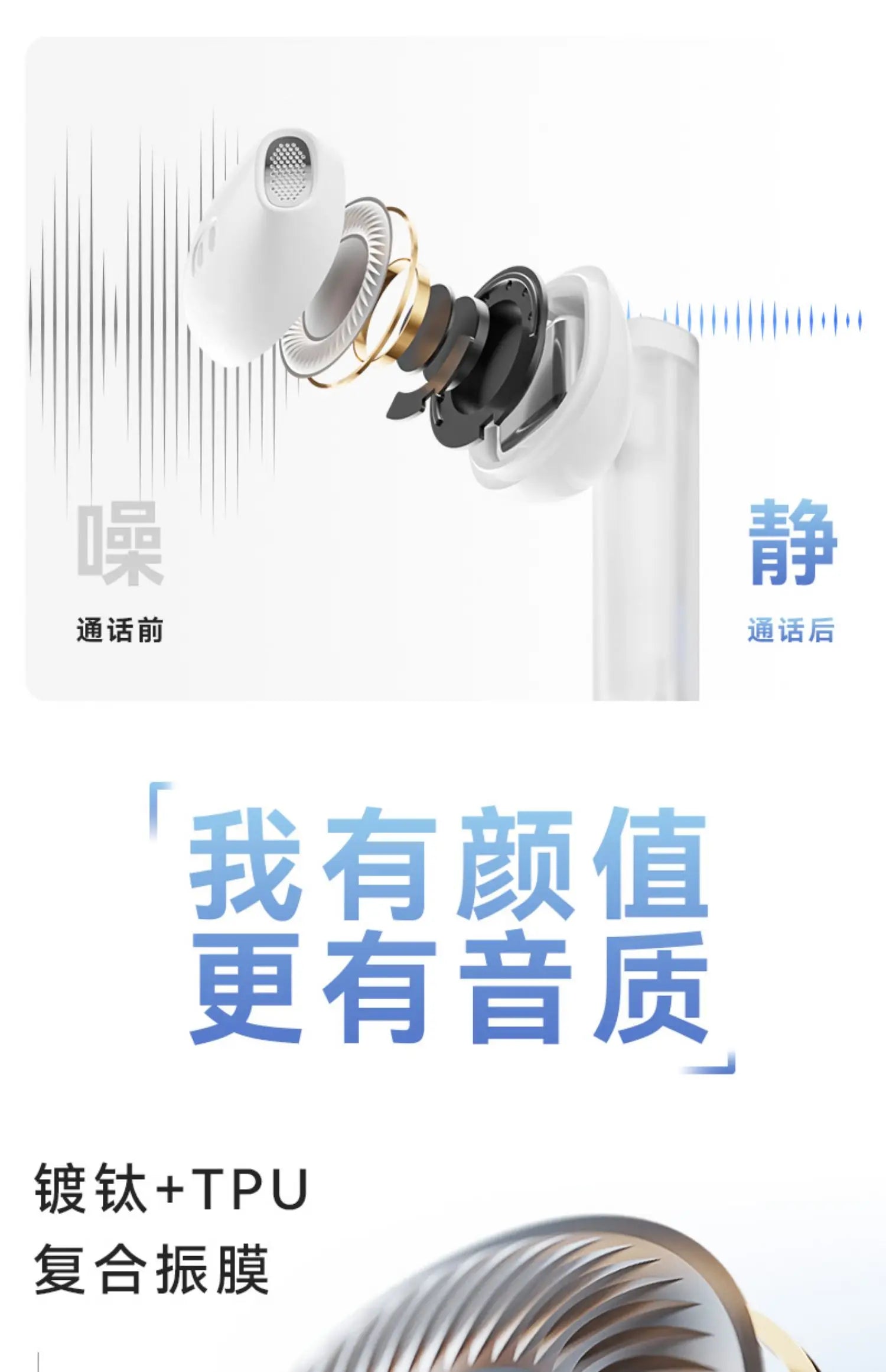 LIUP LP1 Luminous New Headphones Bluetooth Half in Ear Without Sensors Delay AI Active Noise Reduction  Dual Mode Switching Gift