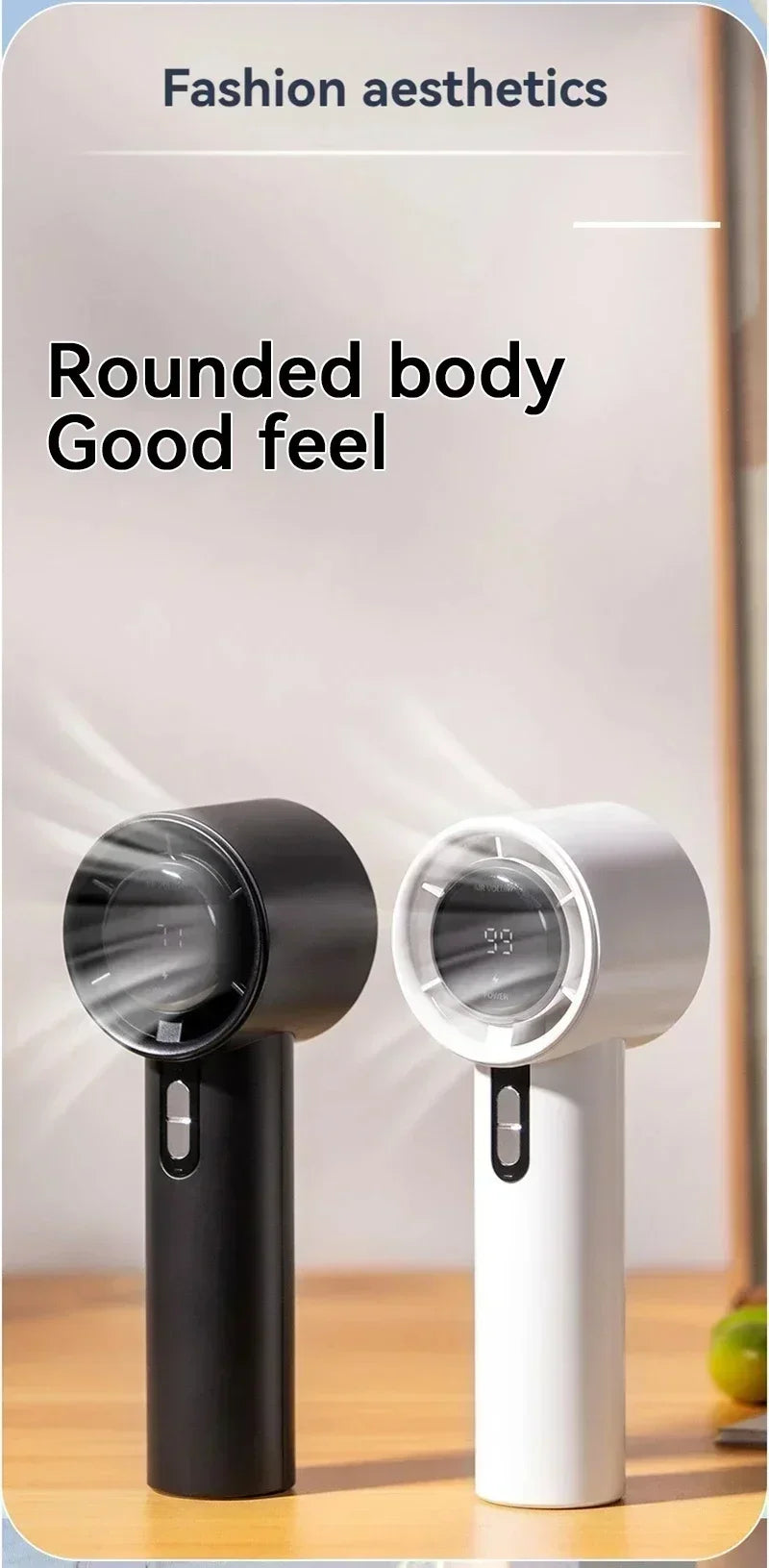 2025 Portable Turbo Handheld Fan - 100-Speed Adjustable, USB Rechargeable Mini Fan with LED for Camping, Outdoor & Travel