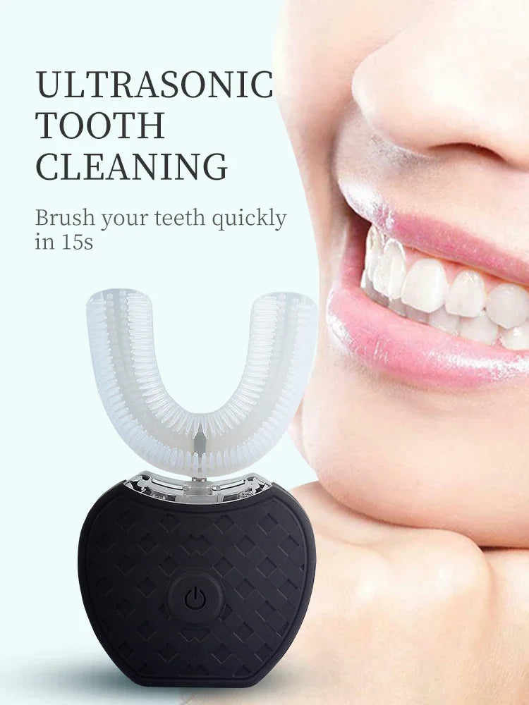 Ultrasonic Toothbrush,U Shape Toothbrush Ultrasonic Teeth Cleaner Teeth Whitening Lamp 360 Adult Electric Automatic Toothbrush