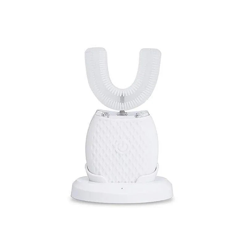 360° Ultrasonic Electric Toothbrush U Shaped for Adults Sonic Vibrations Tooth Brush with Charging Base Blue LED Light Whitening