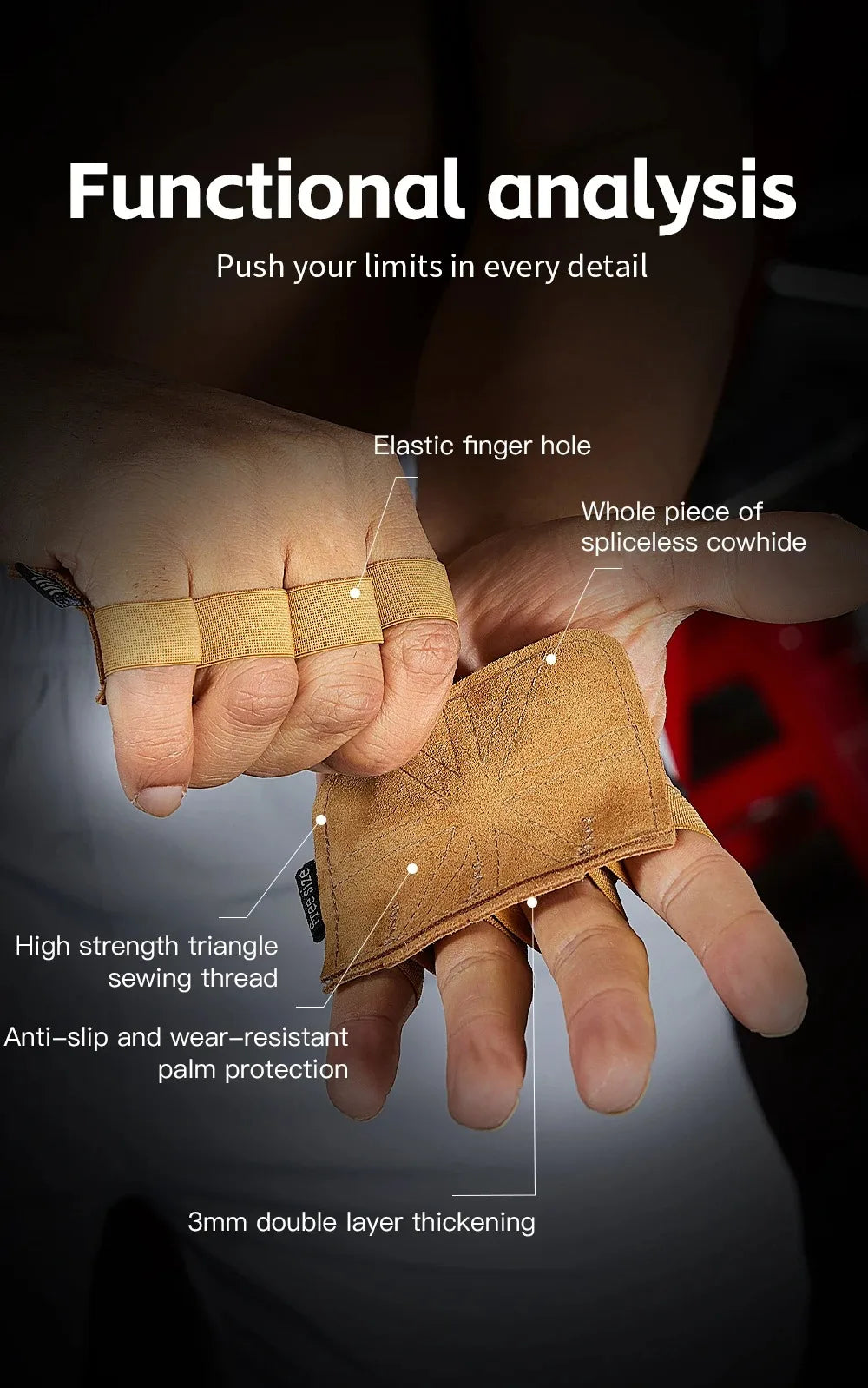 1Pair Leather Weight Lifting Training Gloves Palm Protection Breathable Gym Gloves Grips Anti-Skid Thicken