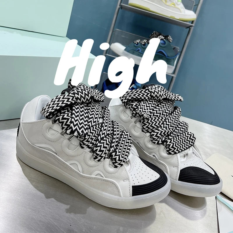 Men's Women's sports shoes Casual Shoes Colorful shoelace Matching Splicing color design Thick tongue Fashion Shoes Luxury