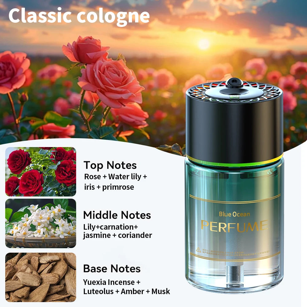 160ML Smart Car Air Freshener with LED Starry Ambient Light Rechargeable Car Aroma Diffuser 4 Levels Adjustable Nanometer Spray