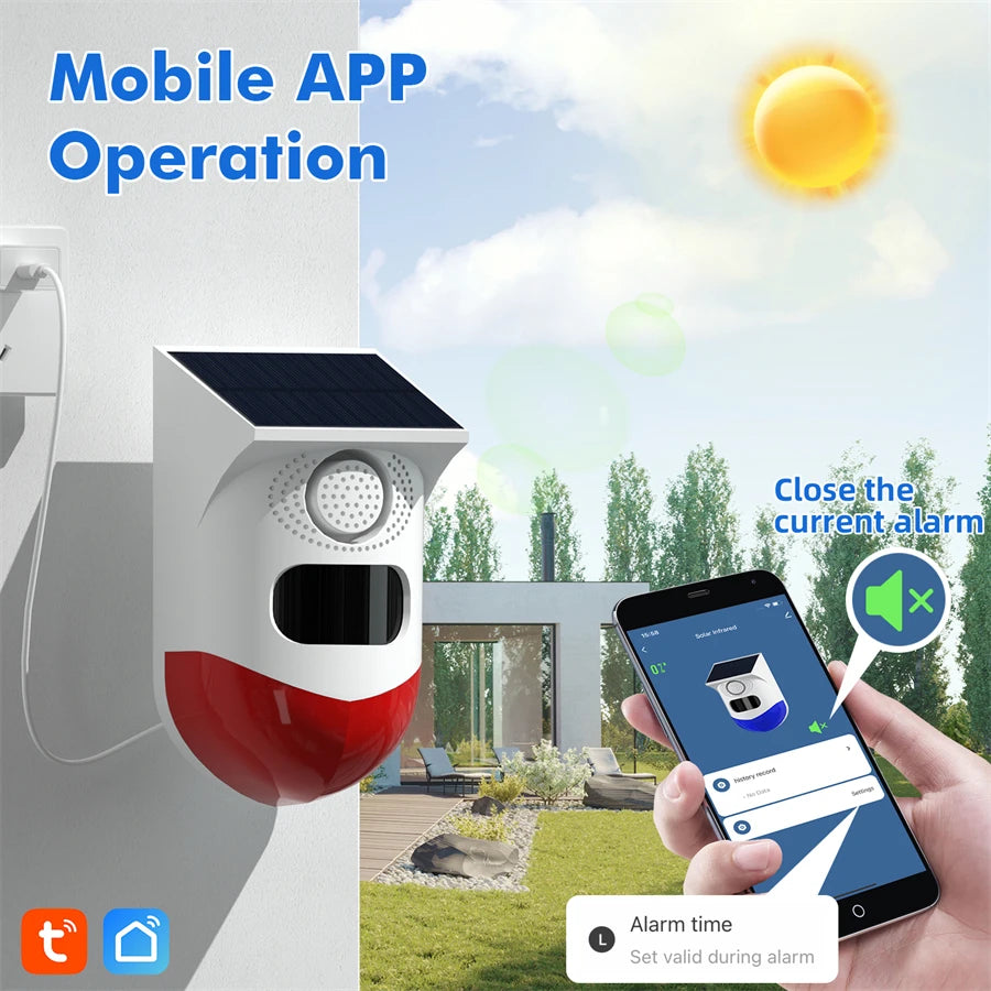 Smart Tuya Home Security WIFI APP Control PIR Sensor Alarm Detector Waterproof 120db Loud Sound Security Siren Strobe Light