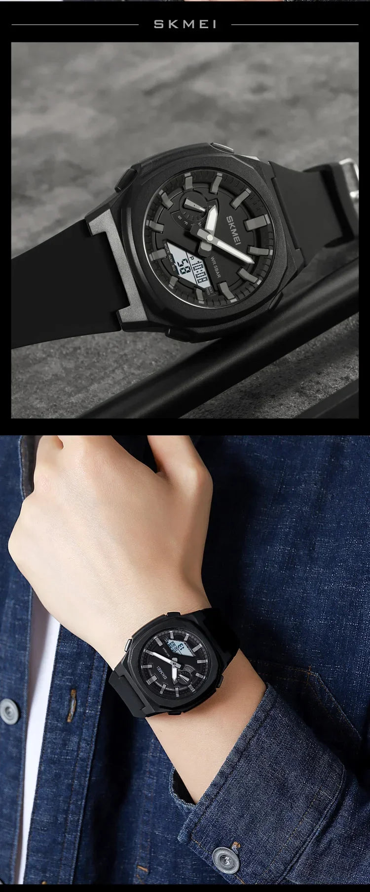 SKMEI 2091 5 Alarms Date Clock reloj hombre with Japan Digital Movement Sport Watches Waterproof Men Countdown Chrono Wriswatch