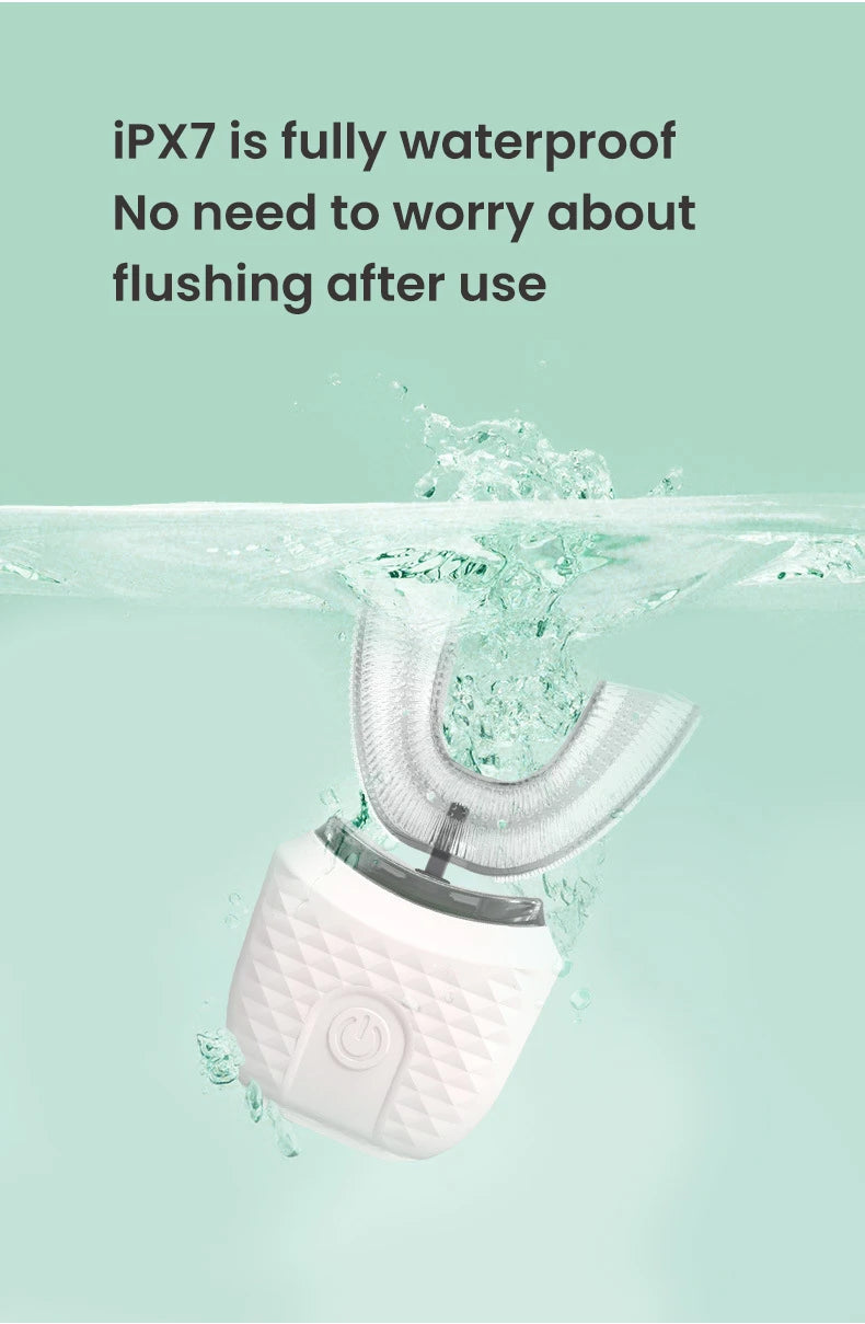 Ultrasonic Electric Toothbrush U-shaped Adult Automatic Toothbrush 360° Full Mouth Whitening Wireless Charging Waterproof Brush
