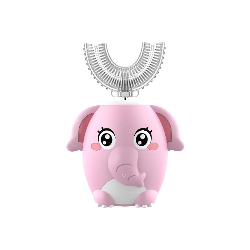 360° Sonic Electric Toothbrush U Shape Rechargeable for Kids Children Automatic Silicone Tooth Brush Smart Timer Blue Light IPX7