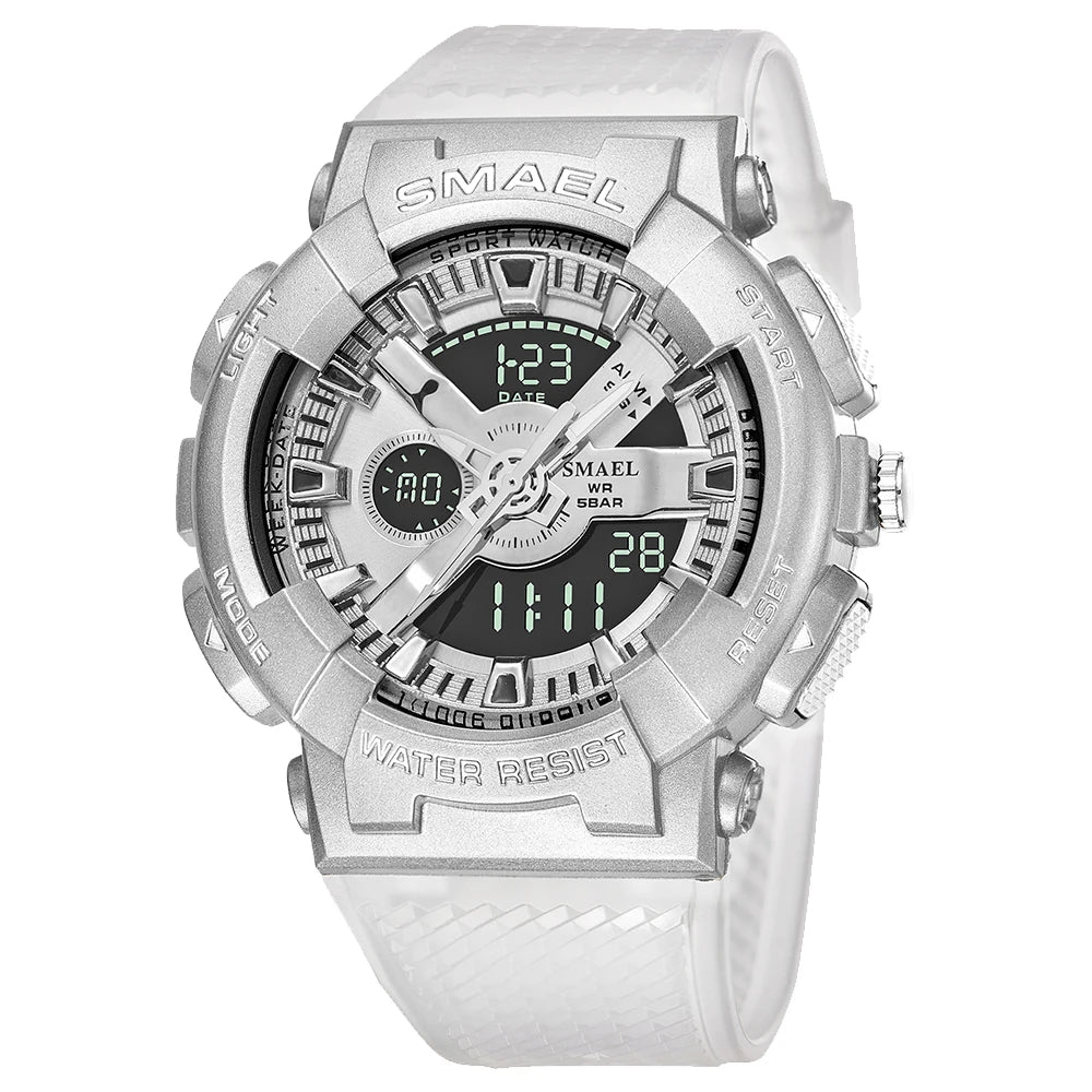 SMAEL Sport Digital Watch for Men Waterproof Sports Style Silicone Strap Stopwatch Shockproof Alarm Clock Male Quartz Wristwatch