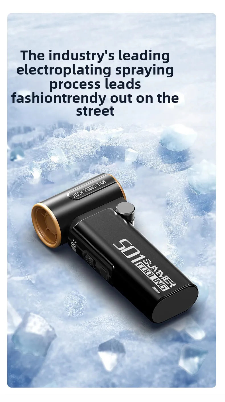 Handheld Fan, Turbo Power High Speed Air, USB Charging, Foldable Otdoor Portable Small Fan, LED Digital Display Turbo Fan